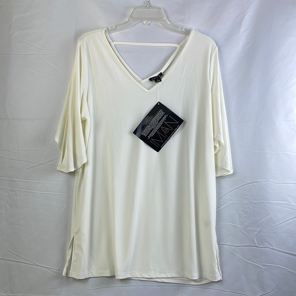 IMAN V-Neck Tunic Flowing Beautiful Sleeves Size XL NWT